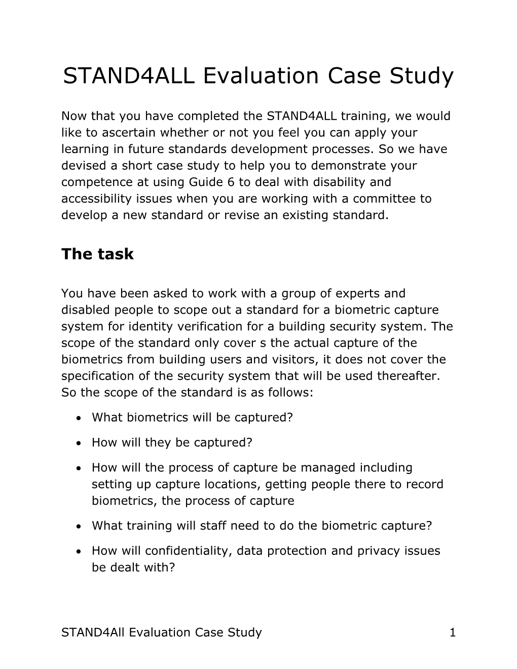 Stand4all Evaluation Case Study