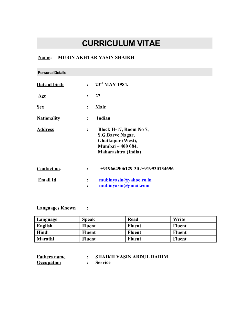Curriculum Vitae s395