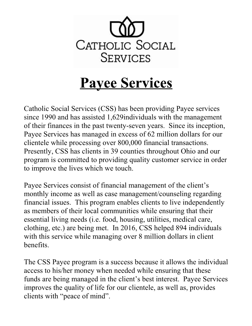 CSS (Zanesville) Provides Payee Services to About 157 Clients at This Present Time