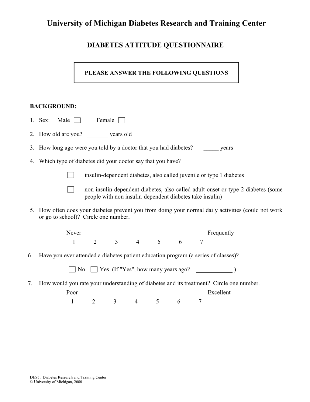 (NOTE: Not Necessary to Send the First Two Pages of This Questionnaire When People Call