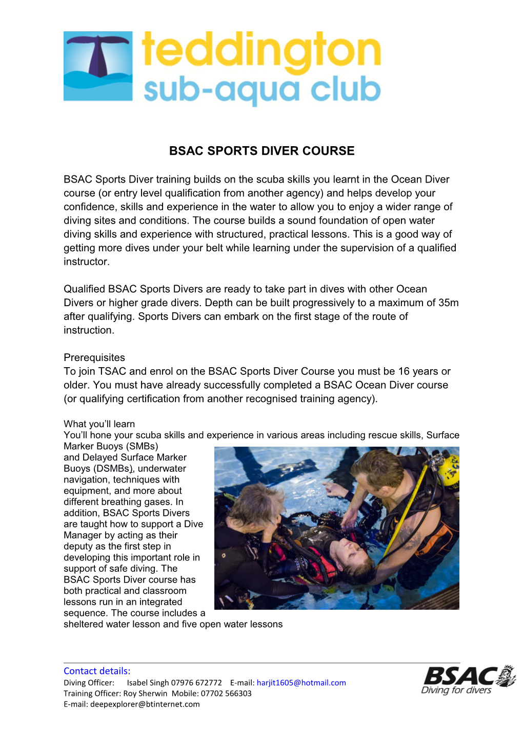 Bsac Sports Diver Course