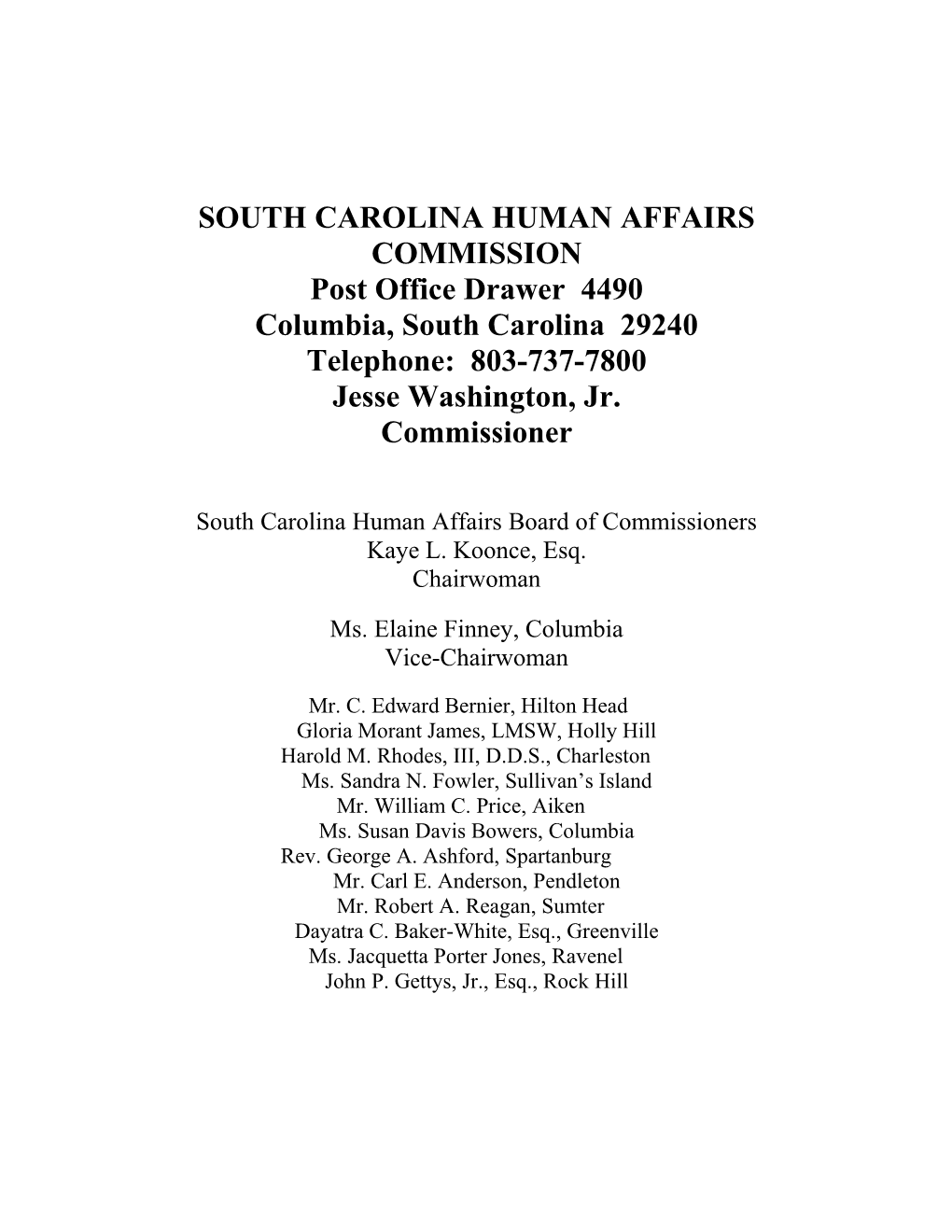 South Carolina Human Affairs Commission
