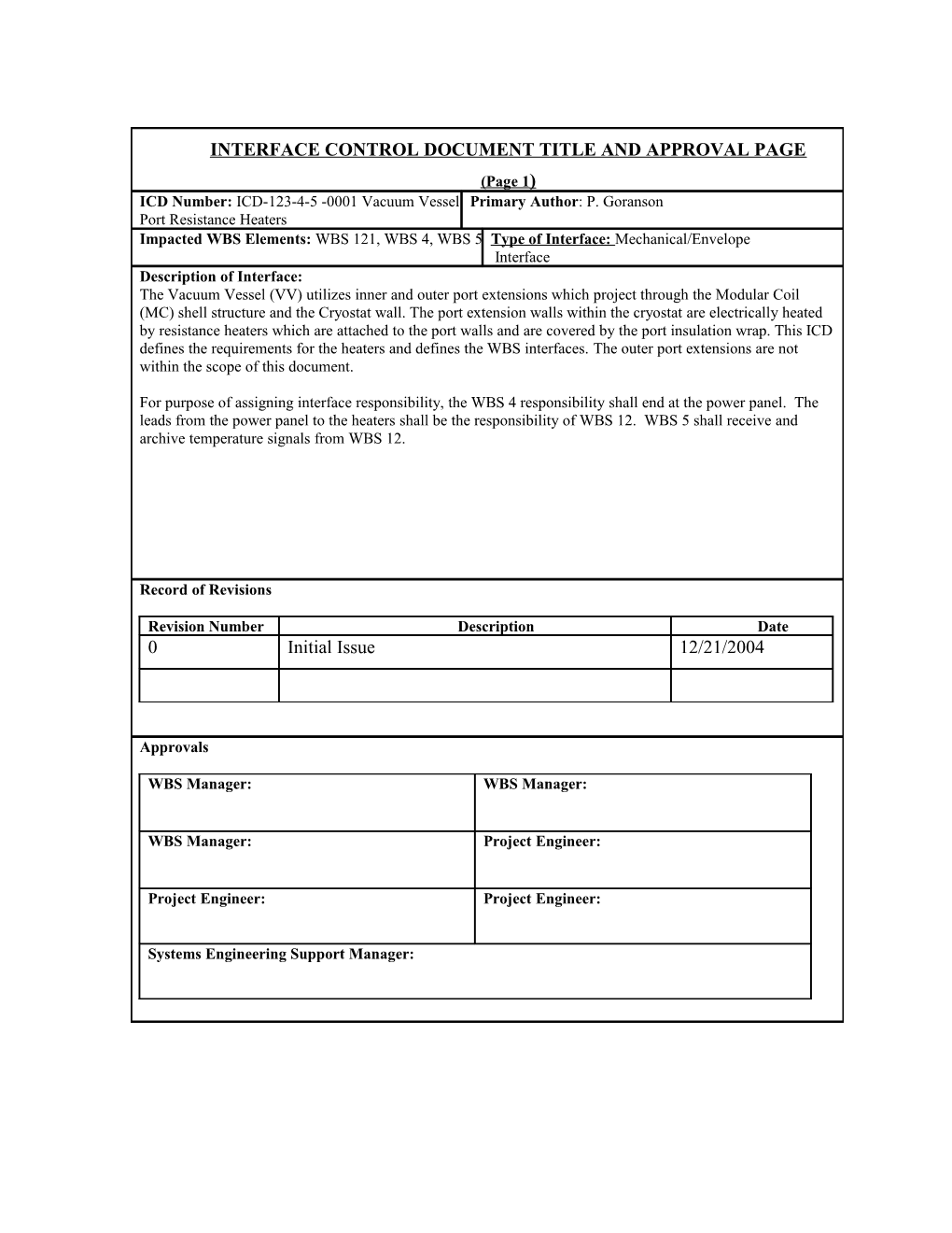 Interface Control Document Title and Approval Page s1