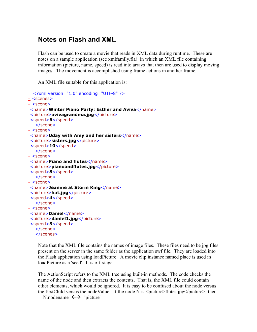 Notes on Flash and XML