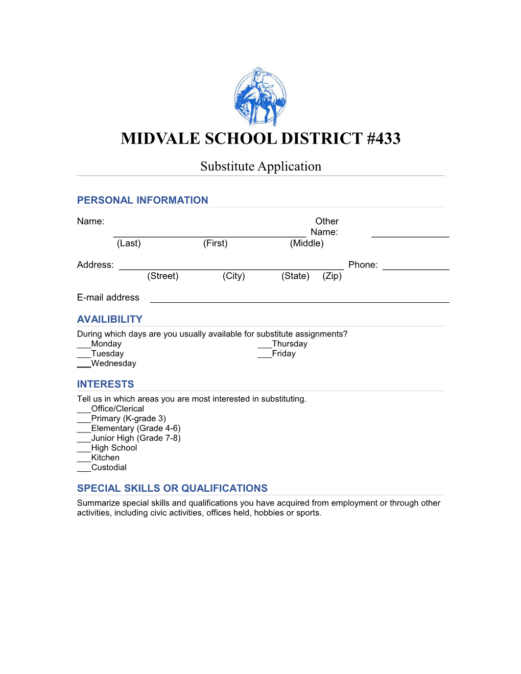 Midvale School District #433