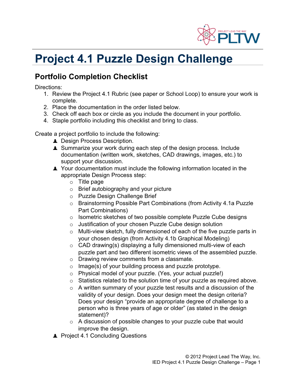 Project 4.1 Puzzle Design Challenge