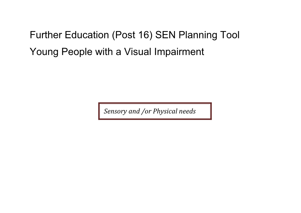 SEN Planning Tool for Visual Impairment March 2015