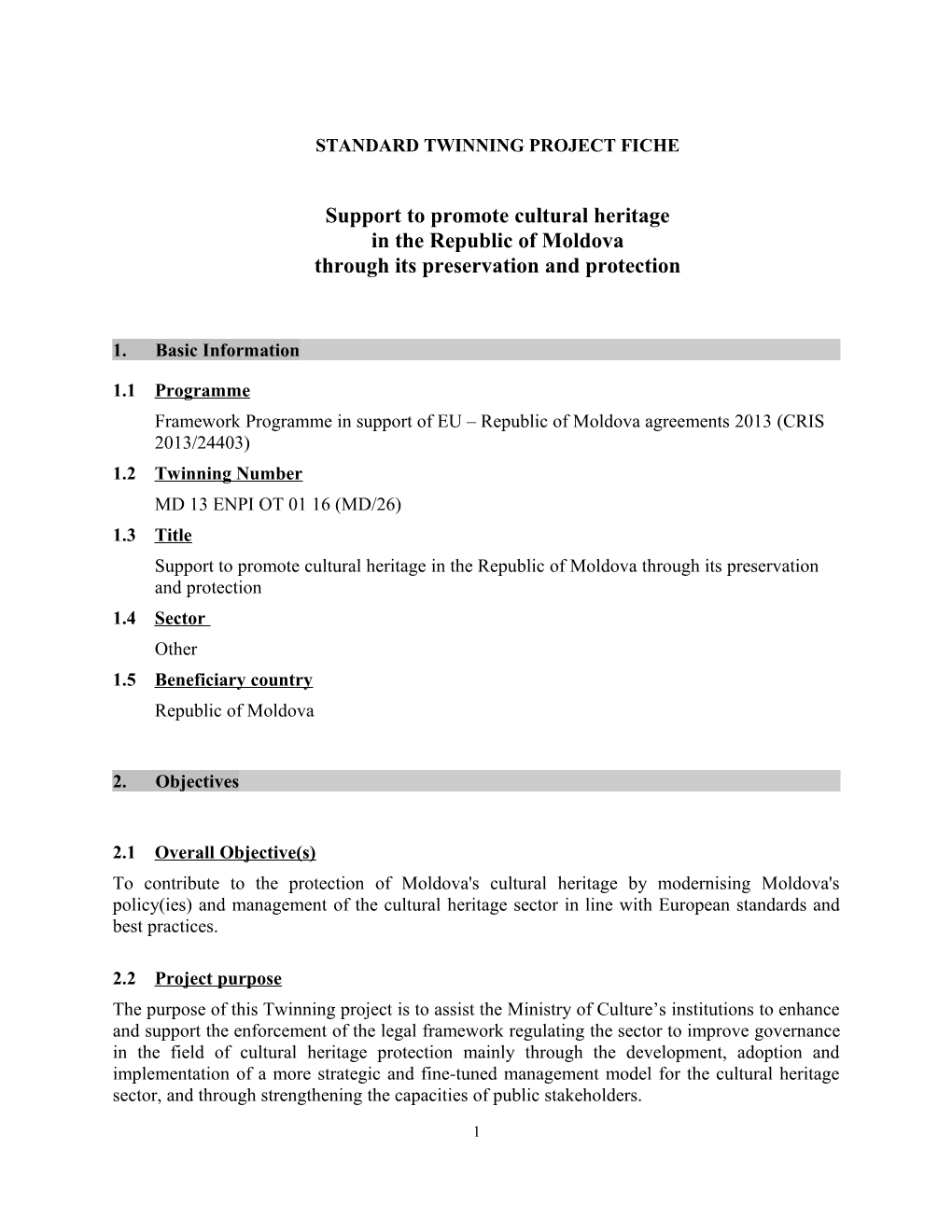 Standard Twinning Project Fiche s1