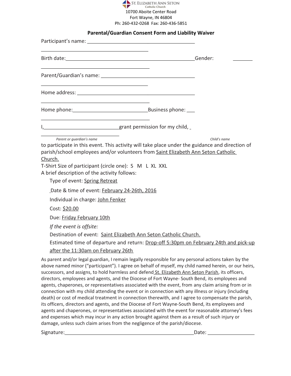 Parental/Guardian Consent Form and Liability Waiver s1