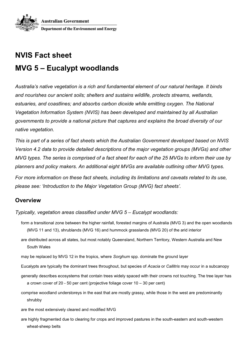 NVIS Fact Sheet MVG 5 Eucalypt Woodlands