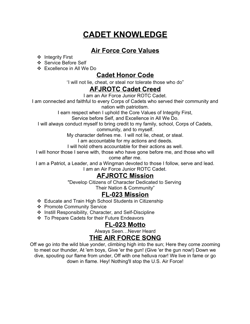 Air Force Core Values