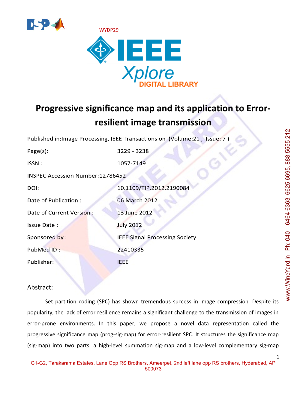 Published In:Image Processing, IEEE Transactions on (Volume:21 , Issue: 7 )