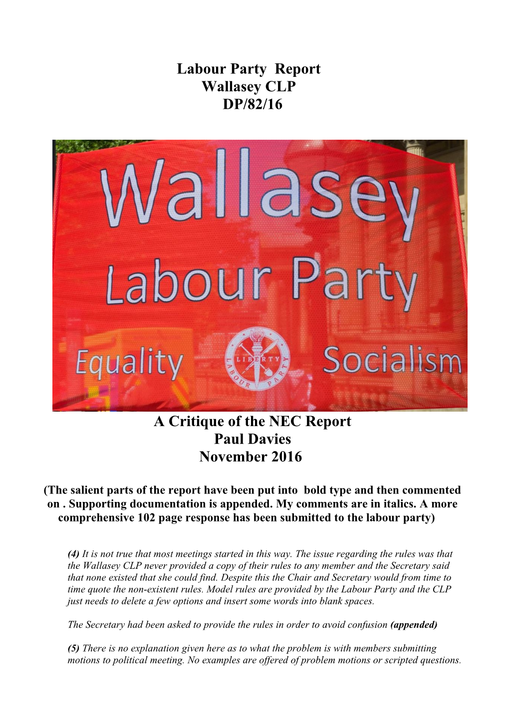 A Critique of the NEC Report