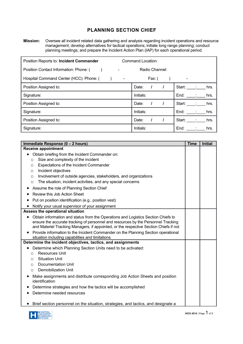 Planning Section Cheif