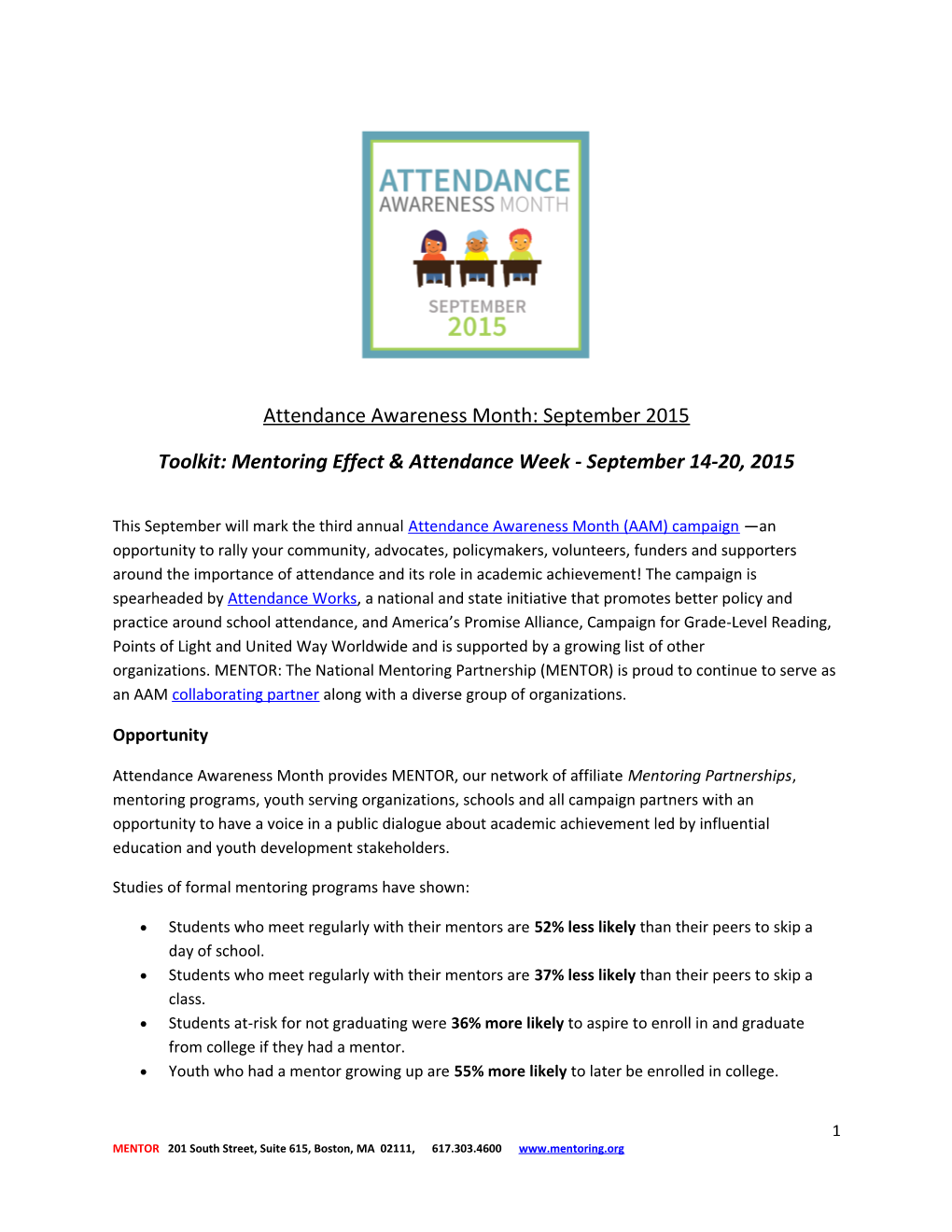 Attendance Awareness Month: September 2015