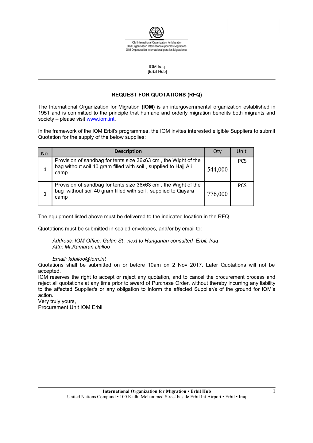 19 02 Request for Quotations (RFQ) with General Instruction to Suppliers (GIS)-Updated July 2012