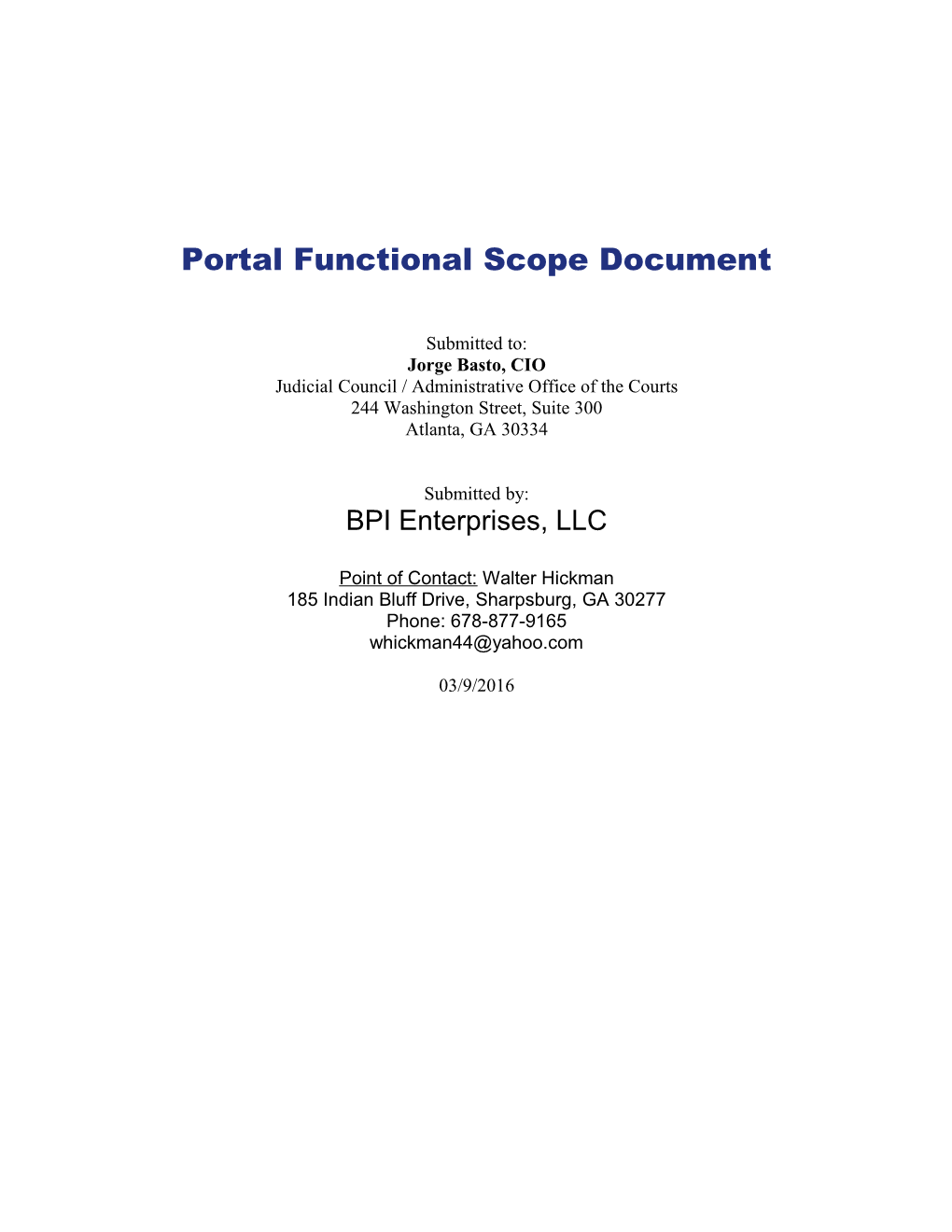 Portal Functional Scope Document