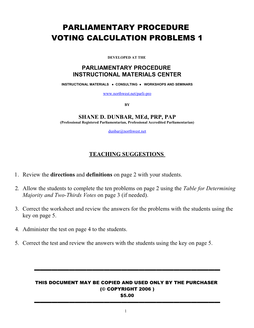 Parliamentary Procedure Voting Problems