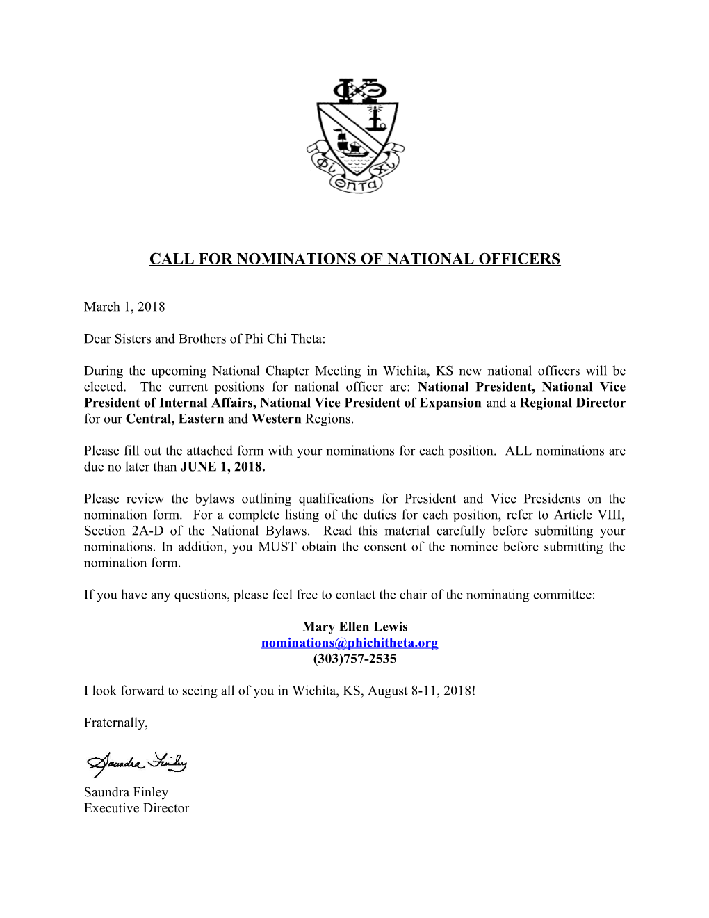 Call for Nominations of National Officers