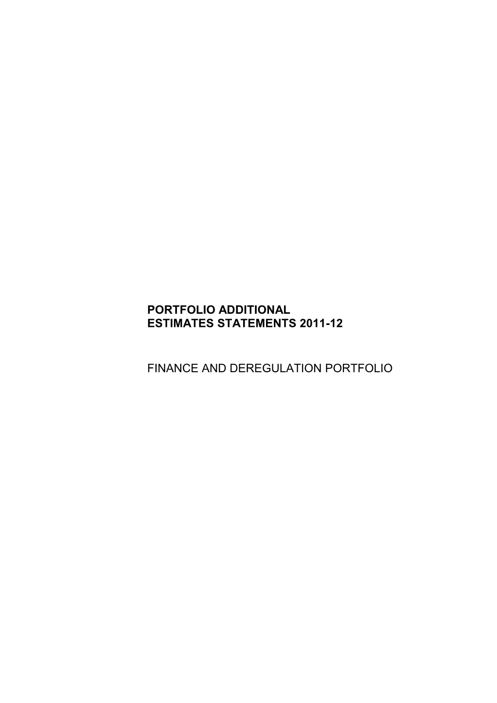 Portfolio Additional Estimates Statements 2011-12