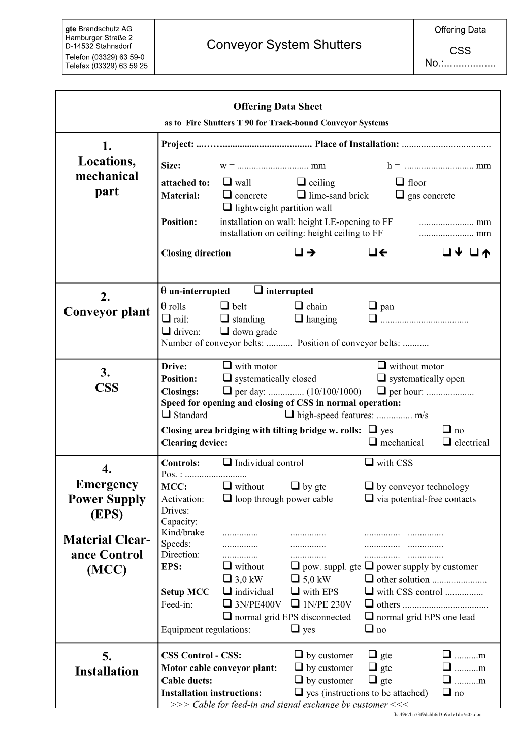 Offering Data Sheet