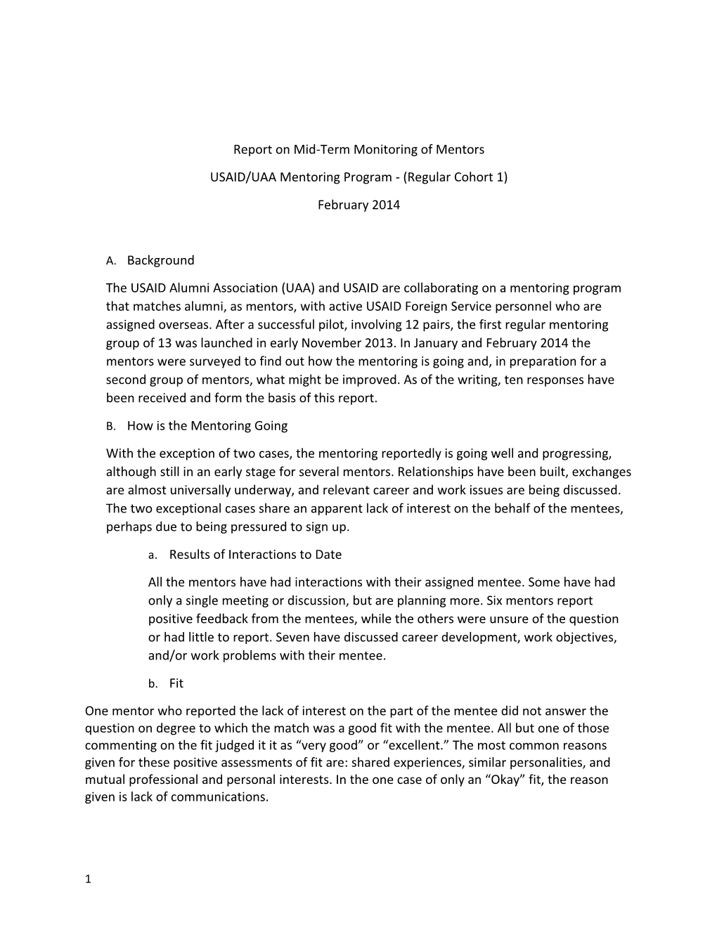 Report on Mid-Termmonitoring of Mentors