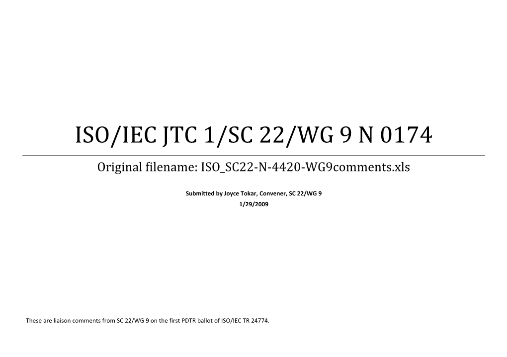 Iso/Iec Jtc 1/Sc 22/Wg 9 N 0174