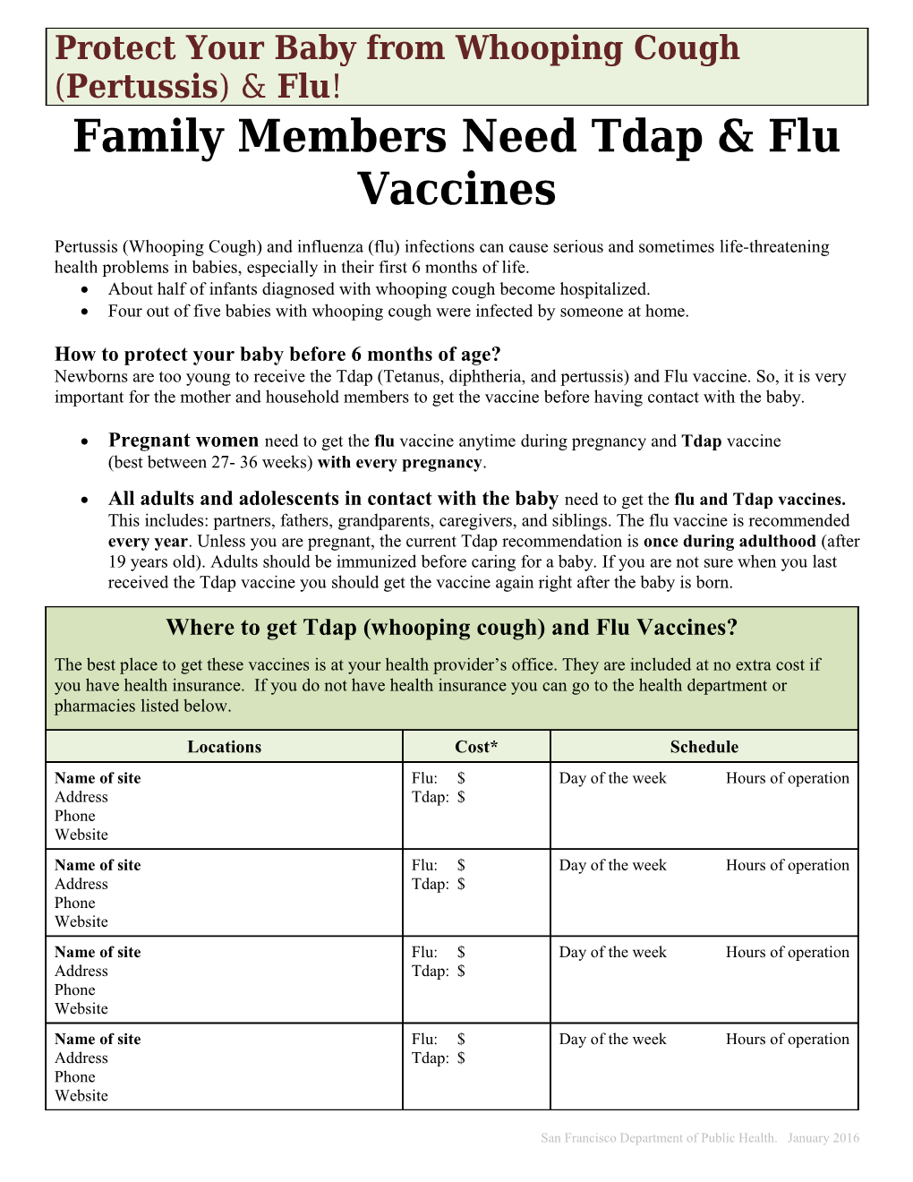 Family Members Need Tdap Flu Vaccines