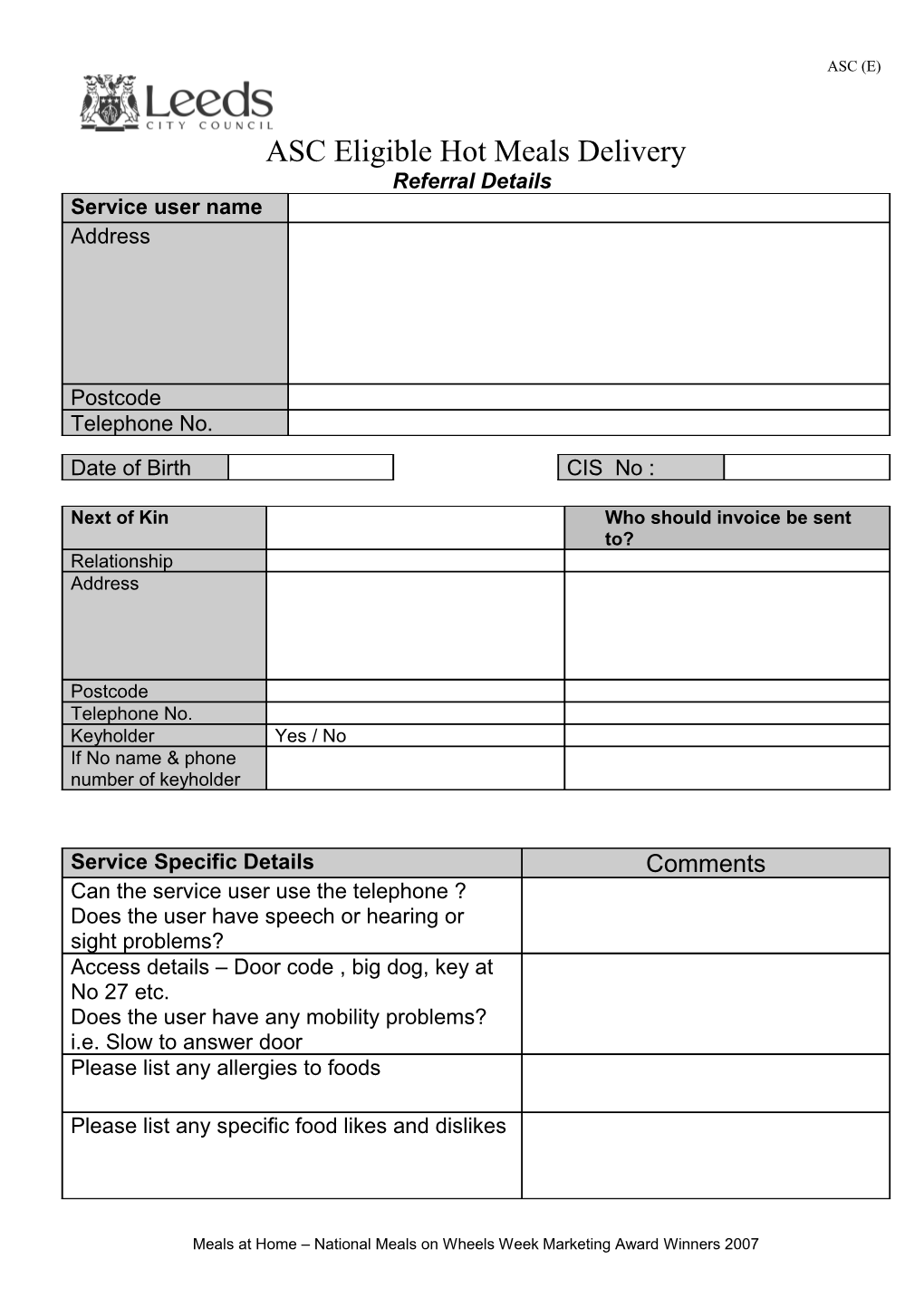 Social Or Healthcare Worker Referral Form