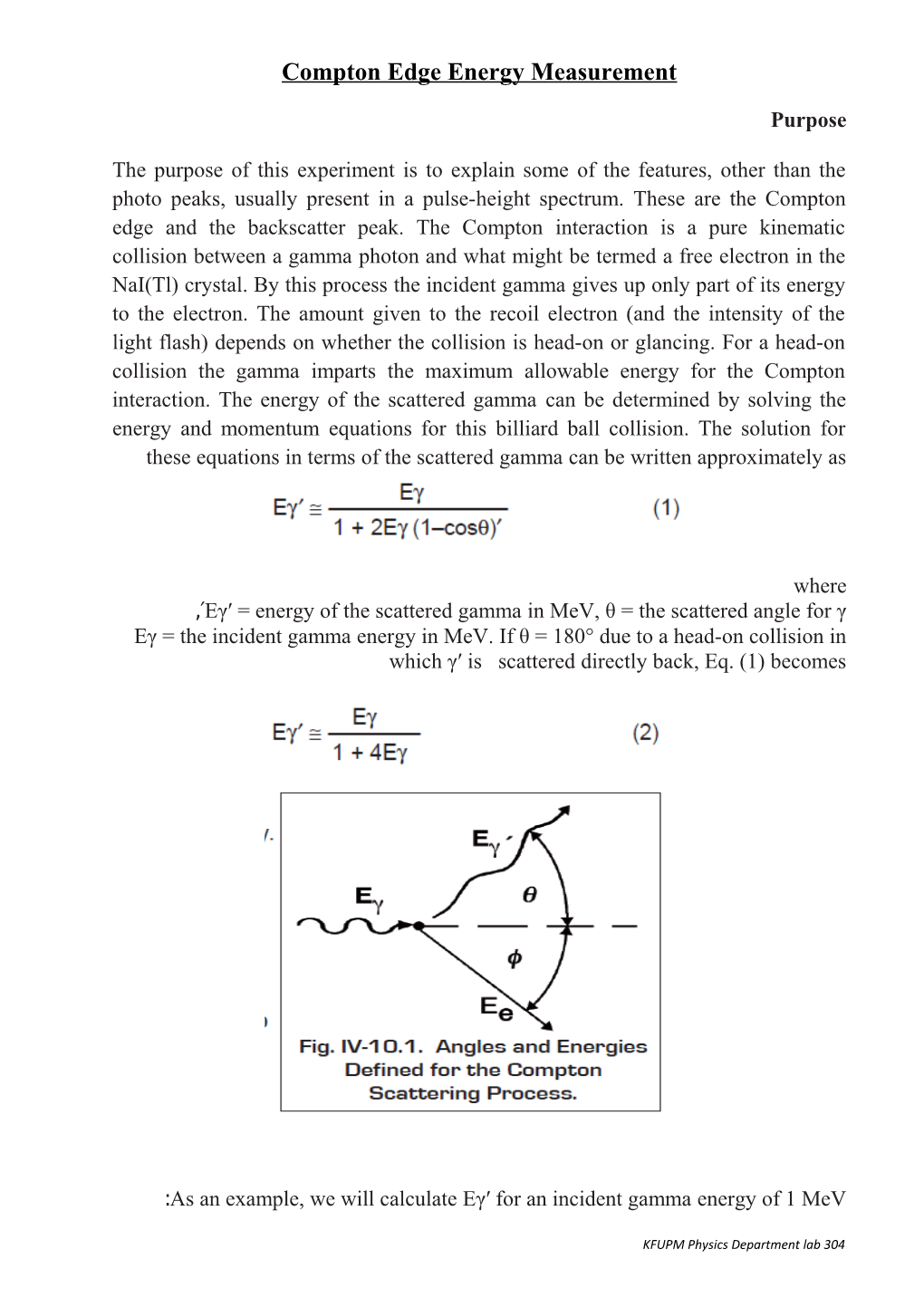 Compton Edge Energy Measurement