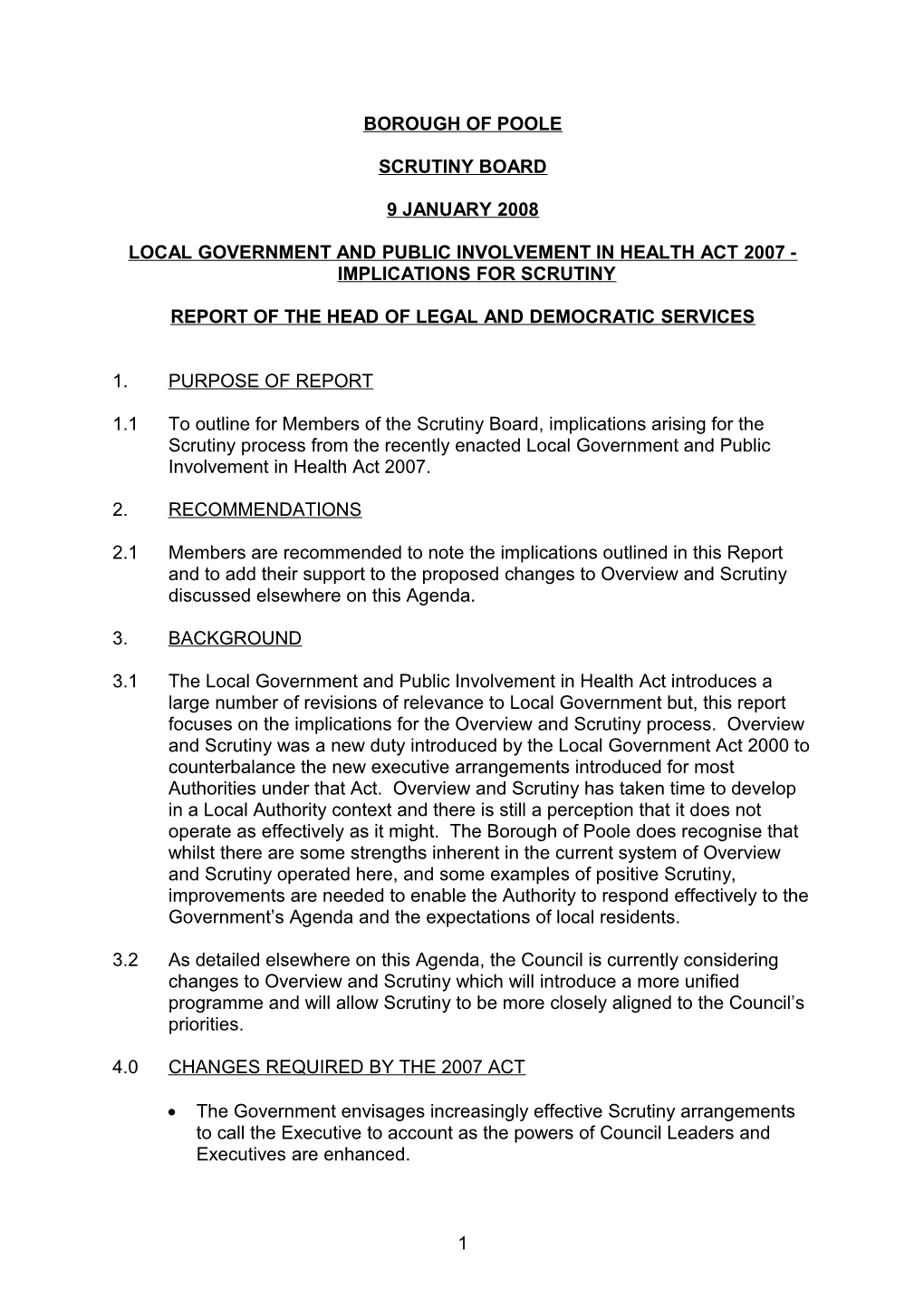 Local Government And Public Involvment In Health Act 2007 - Implications For Scrutiny