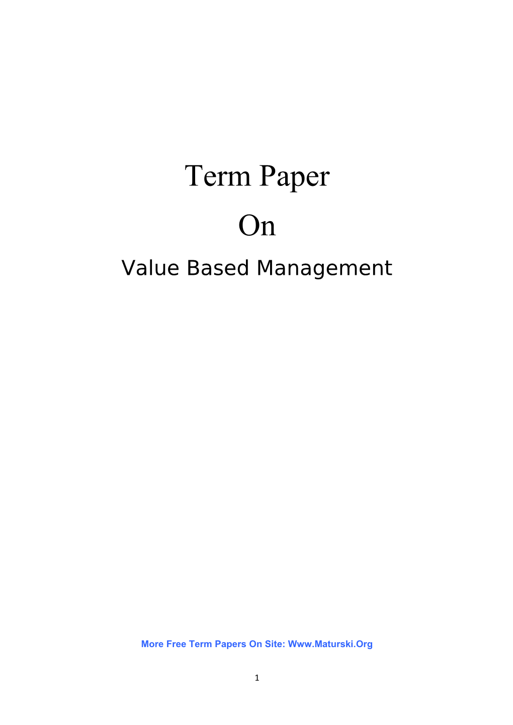 Value - Based Management