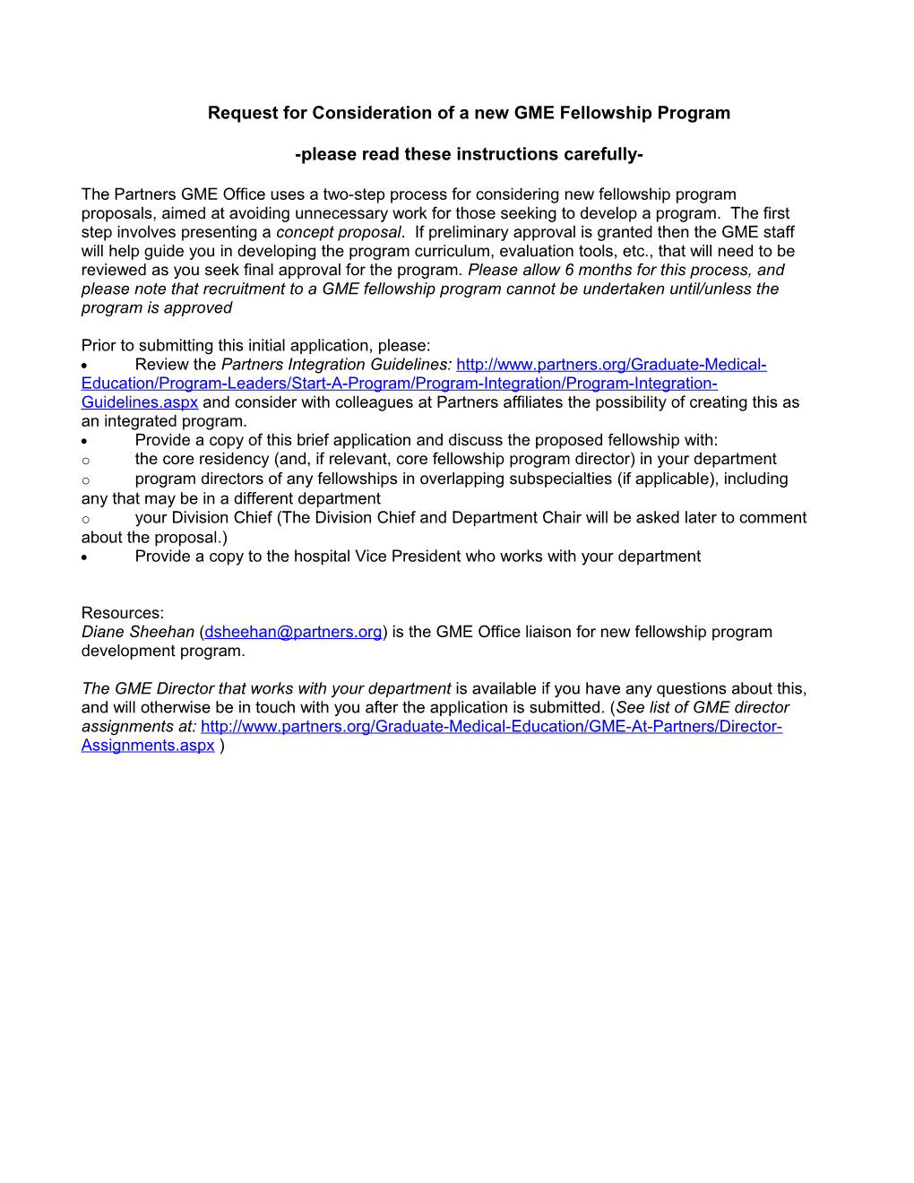Request for Considerationof a New GME Fellowship Program