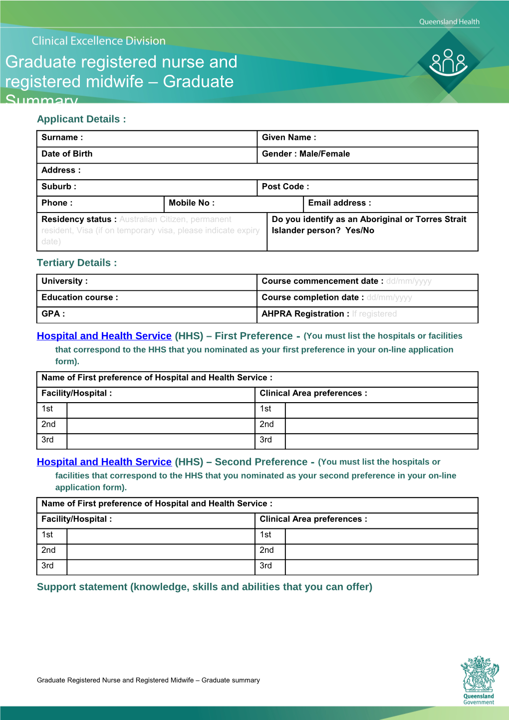 Graduate Registered Nurse and Registered Midwife Graduate Summary