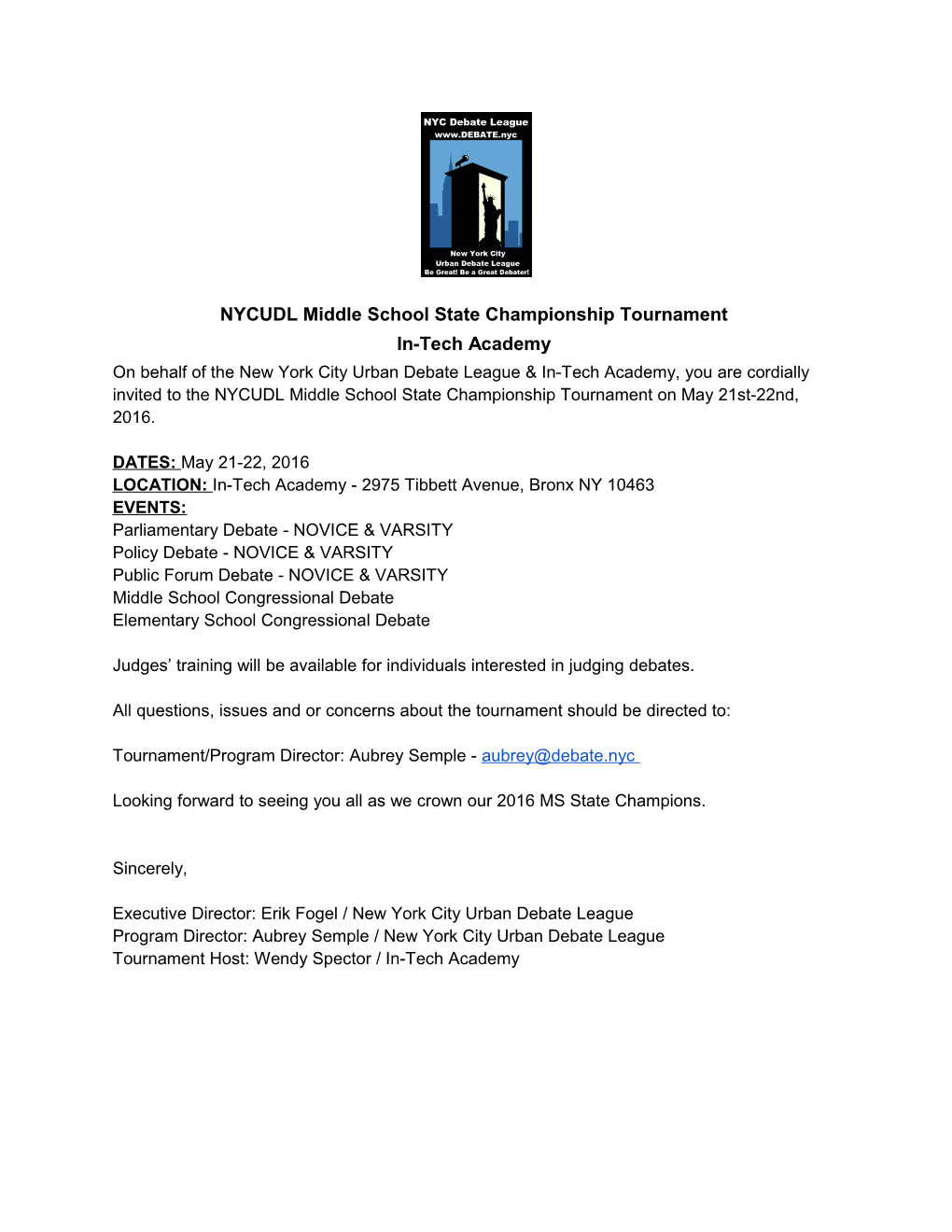 NYCUDL Middle School State Championship Tournament