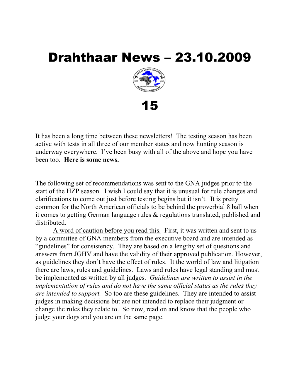 Drahthaar News 23.10.2009