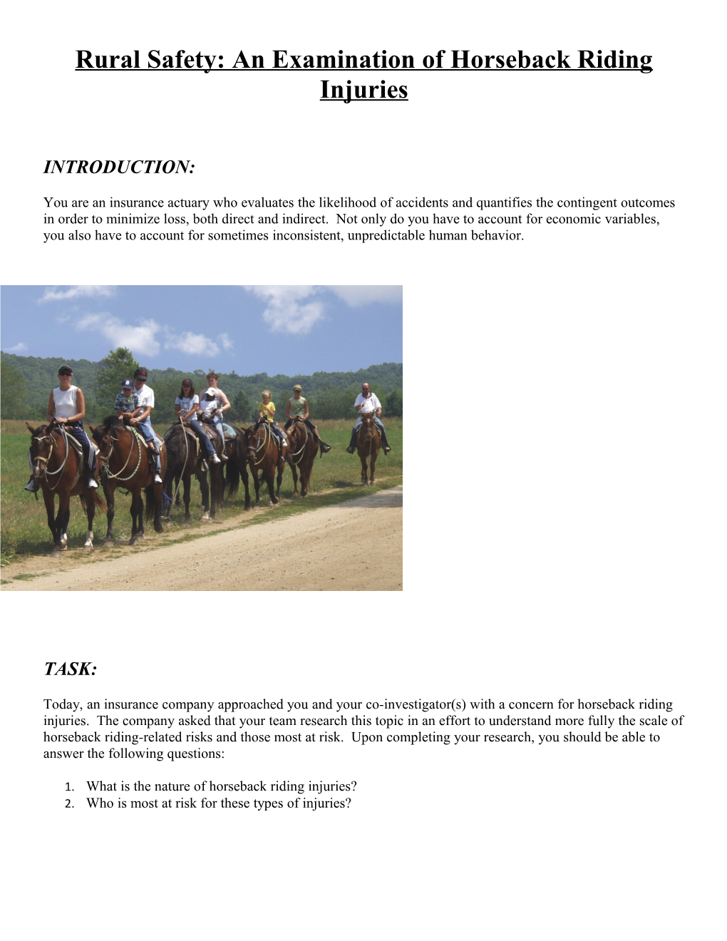 Rural Safety: an Examination of Horseback Riding Injuries