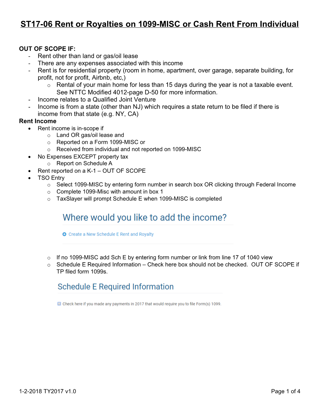 ST17-06 Rent Or Royalties on 1099-MISC Or Cash Rentfrom Individual