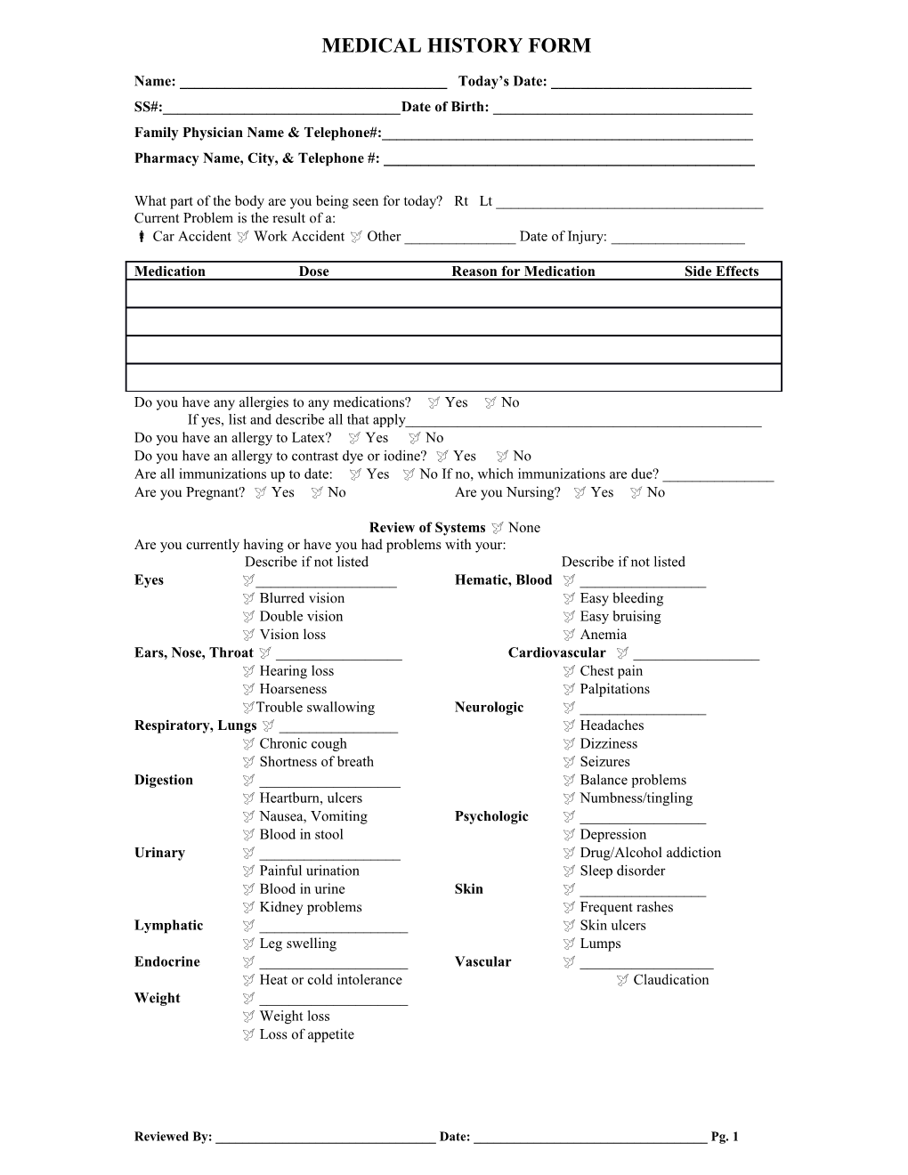 Medical History Form s1