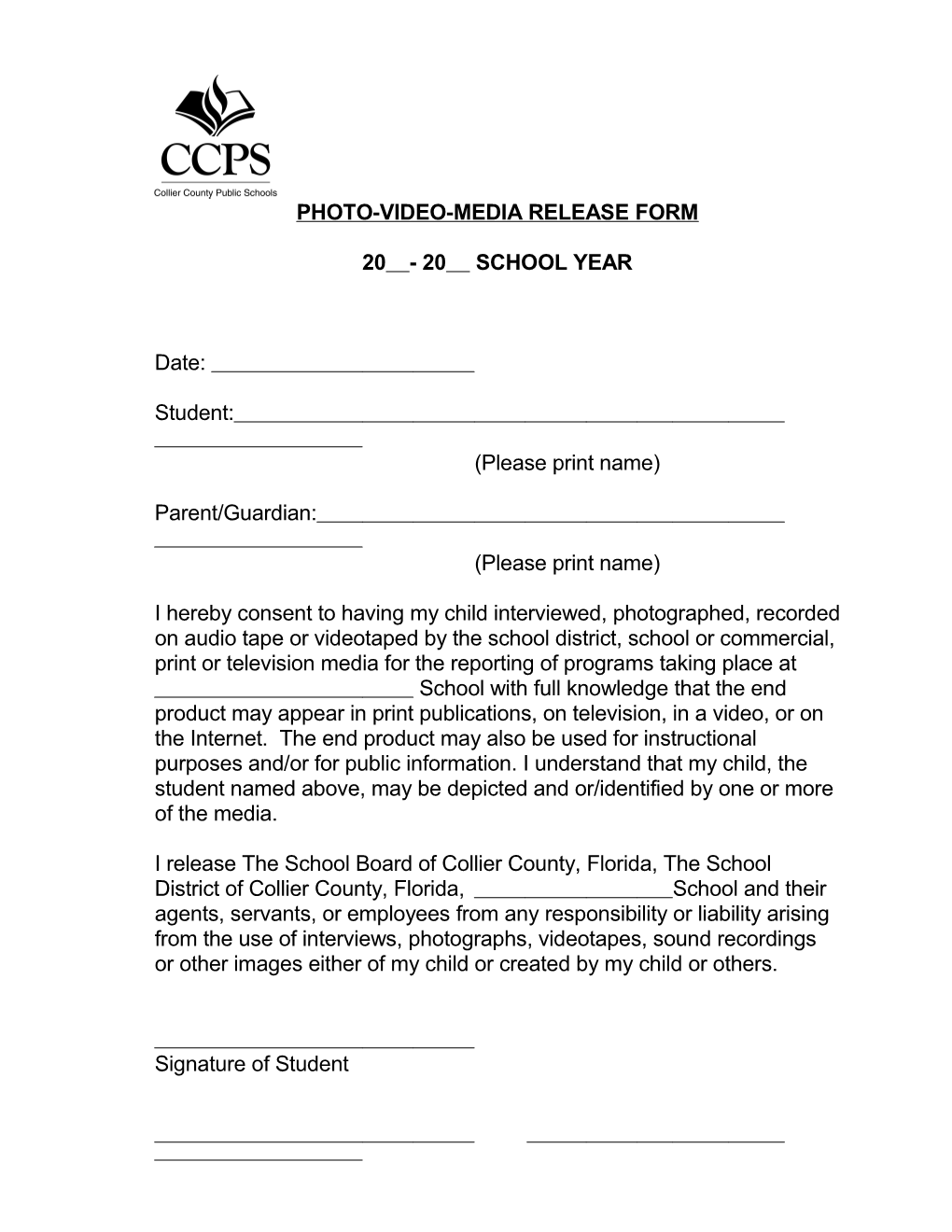 Photo-Video-Media Release Form