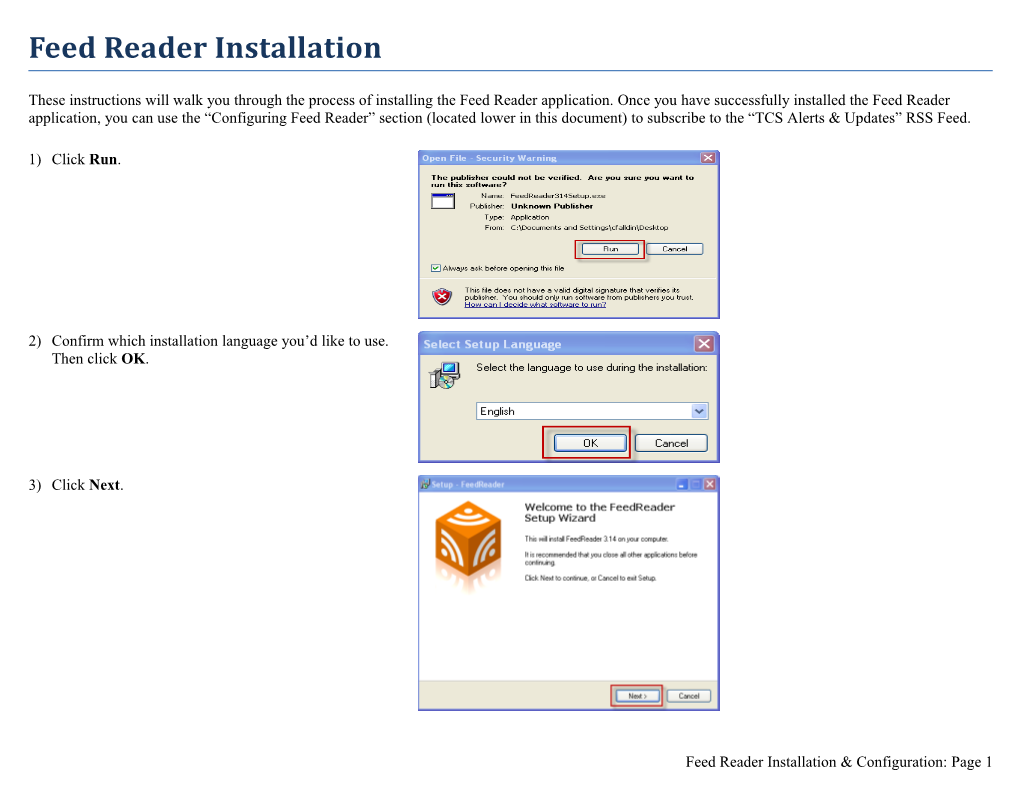 Feed Reader Installation