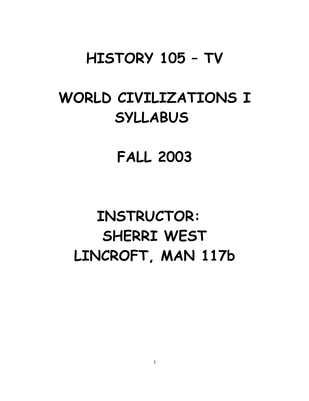 World Civilizations I