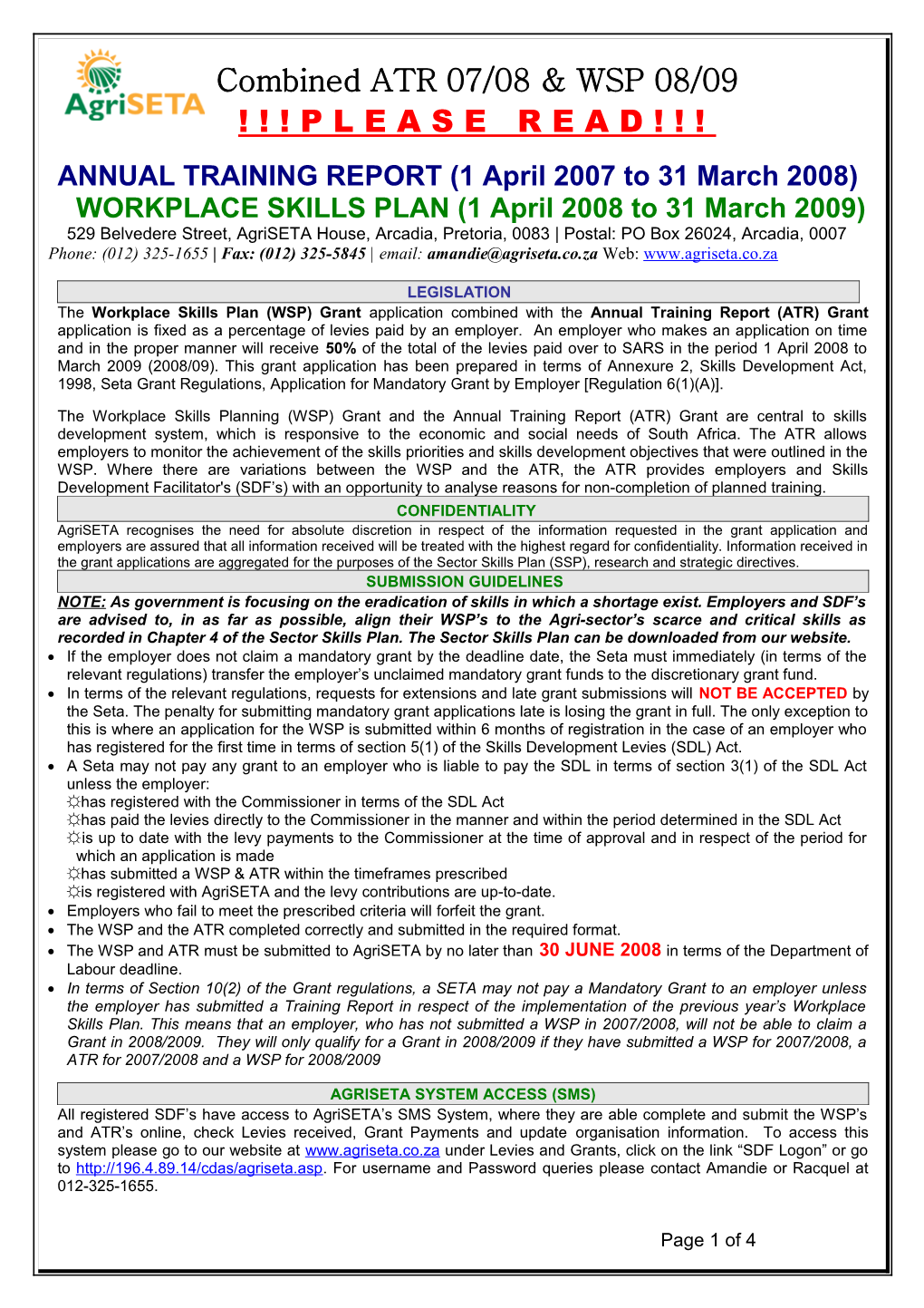 Workplace Skills Plan (WSP) Grant Application & Guidelines s3