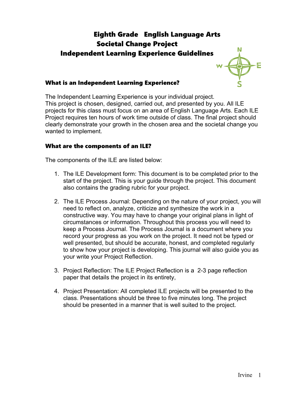 Independent Learning Experience Guidelines