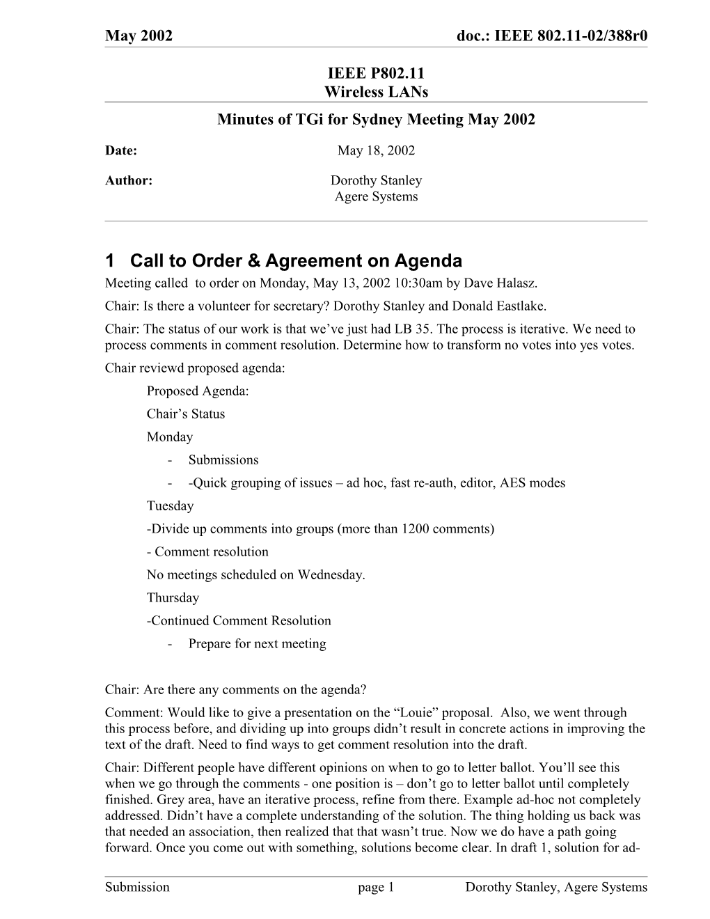 Minutes of Tgi for Sydney Meeting May 2002