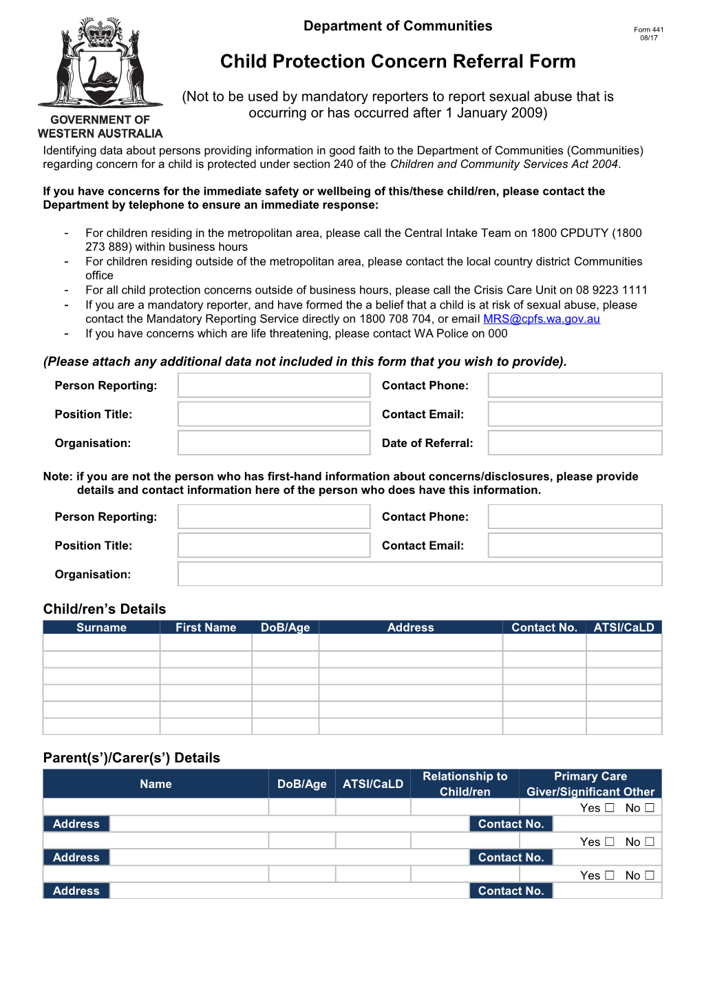 Child Protection Concern Referral Form