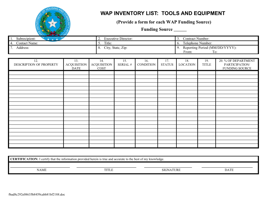 CEAP Inventory Form