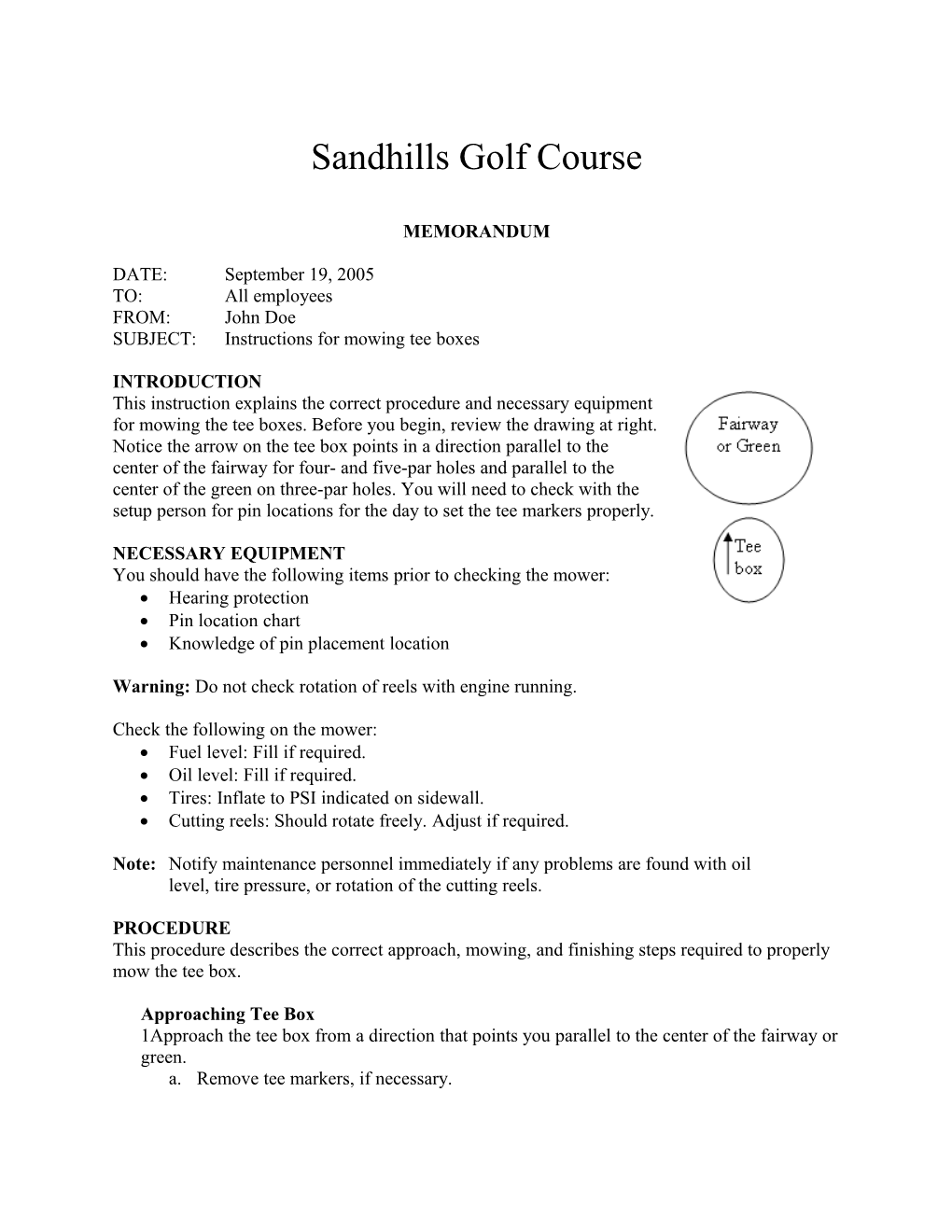 Instructions for Mowing Tee Boxes Page 2