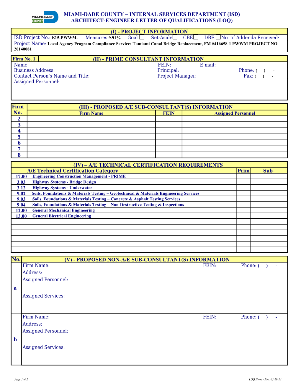 Miami-Dade County Office of Capital Improvements (Oci) s1