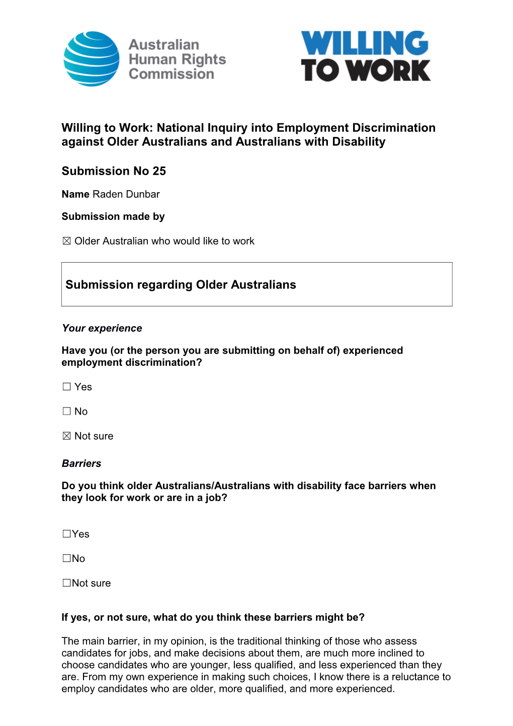 Willing to Work: National Inquiry Into Employment Discrimination Against Older Australians s5